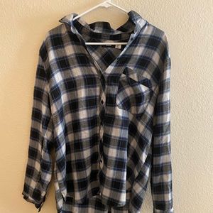 BDG Blue White and Black flannel